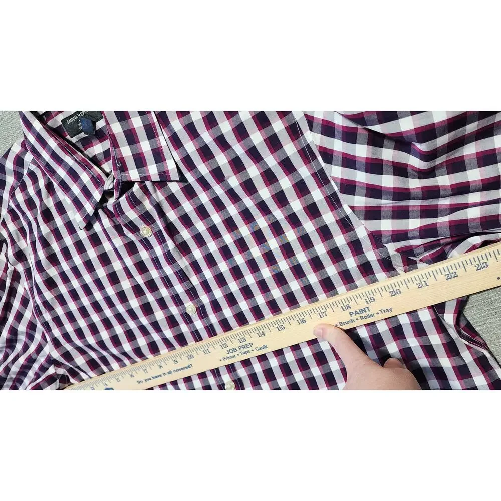 Banana Republic Plaid Button‎ Down Shirt Mens L Non Iron Classic Fit